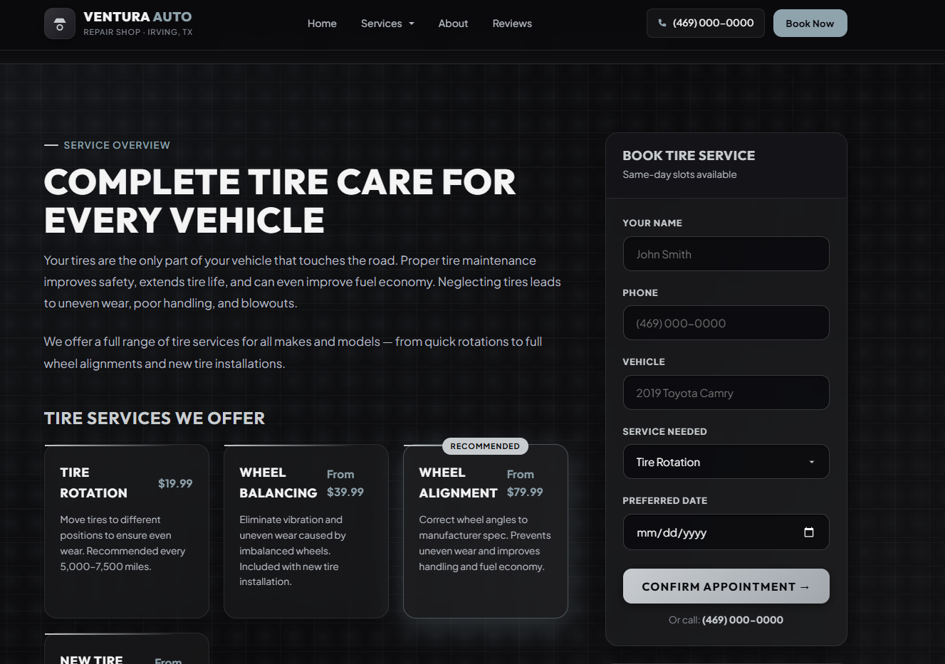 Ventura Auto — Local Service Business Concept Site Interface Screenshot 3